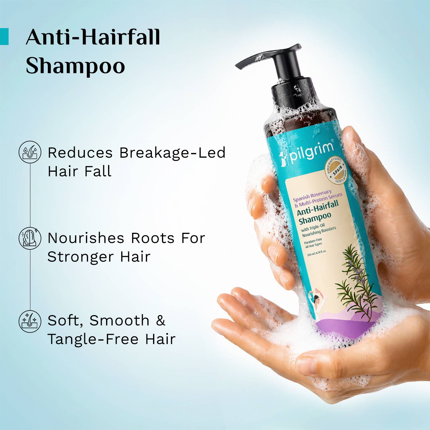 Pilgrim Spanish Rosemary Anti Hairfall Shampoo 200ml - Image 3