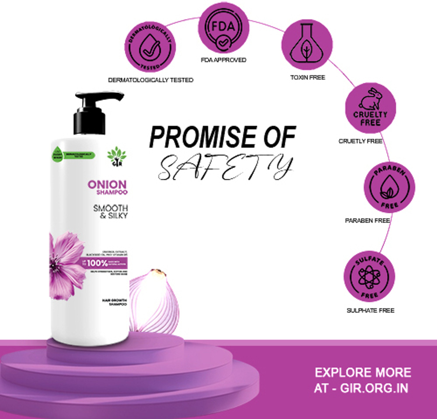 Image of GIR Onion Shampoo 500ml - Strengthen & Revitalize with Onion Goodness