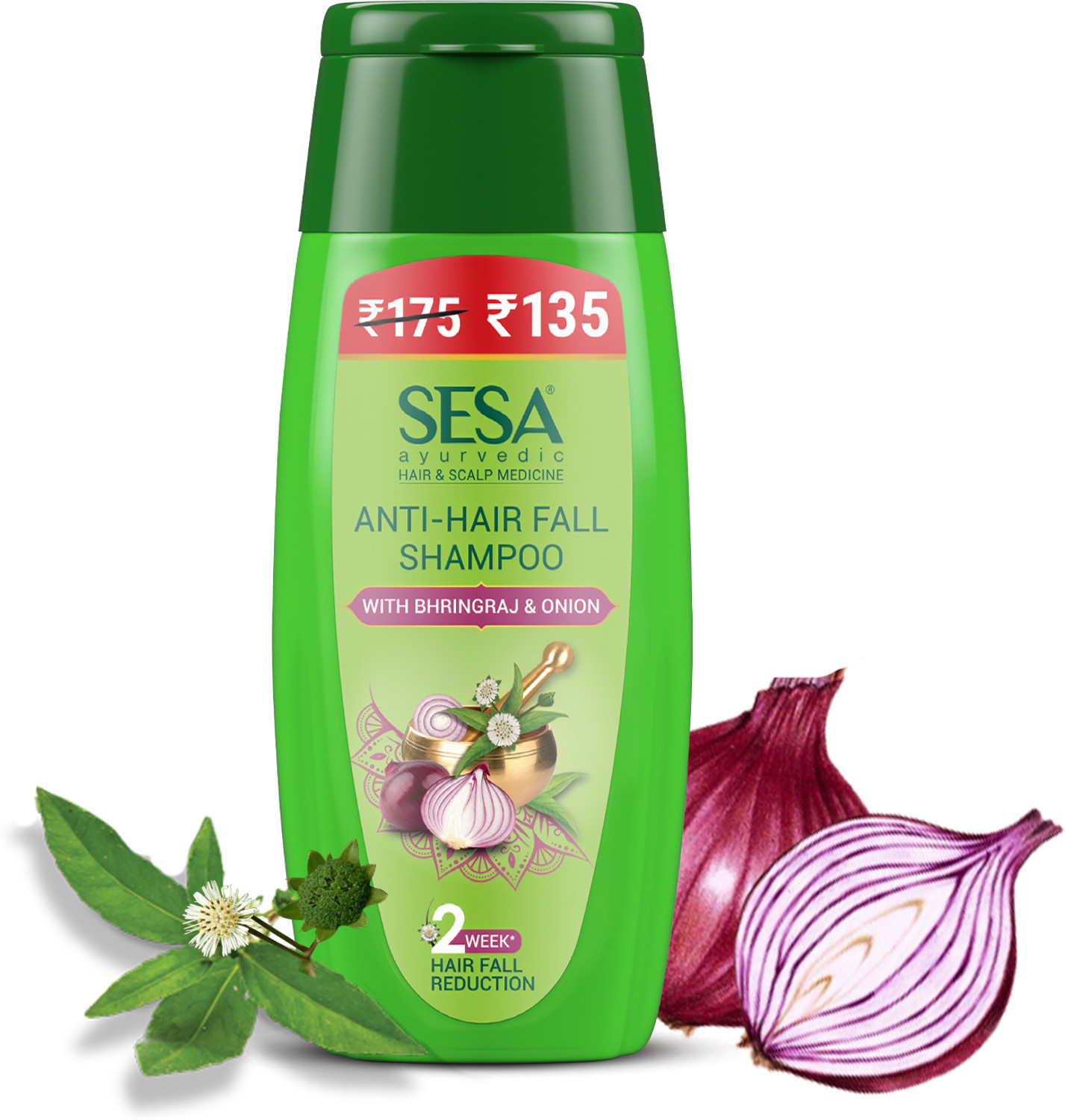 Image of SESA Ayurvedic Anti-Hair Fall Shampoo with Bhringraj and Onion for Soft & Shiny Hair