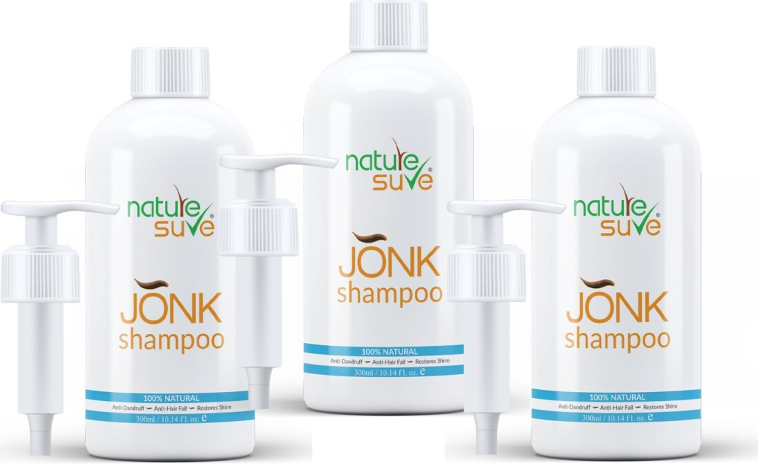 Image of Nature Sure Jonk Shampoo Hair Cleanser for Men & Women - 3 Packs (300ml Each)