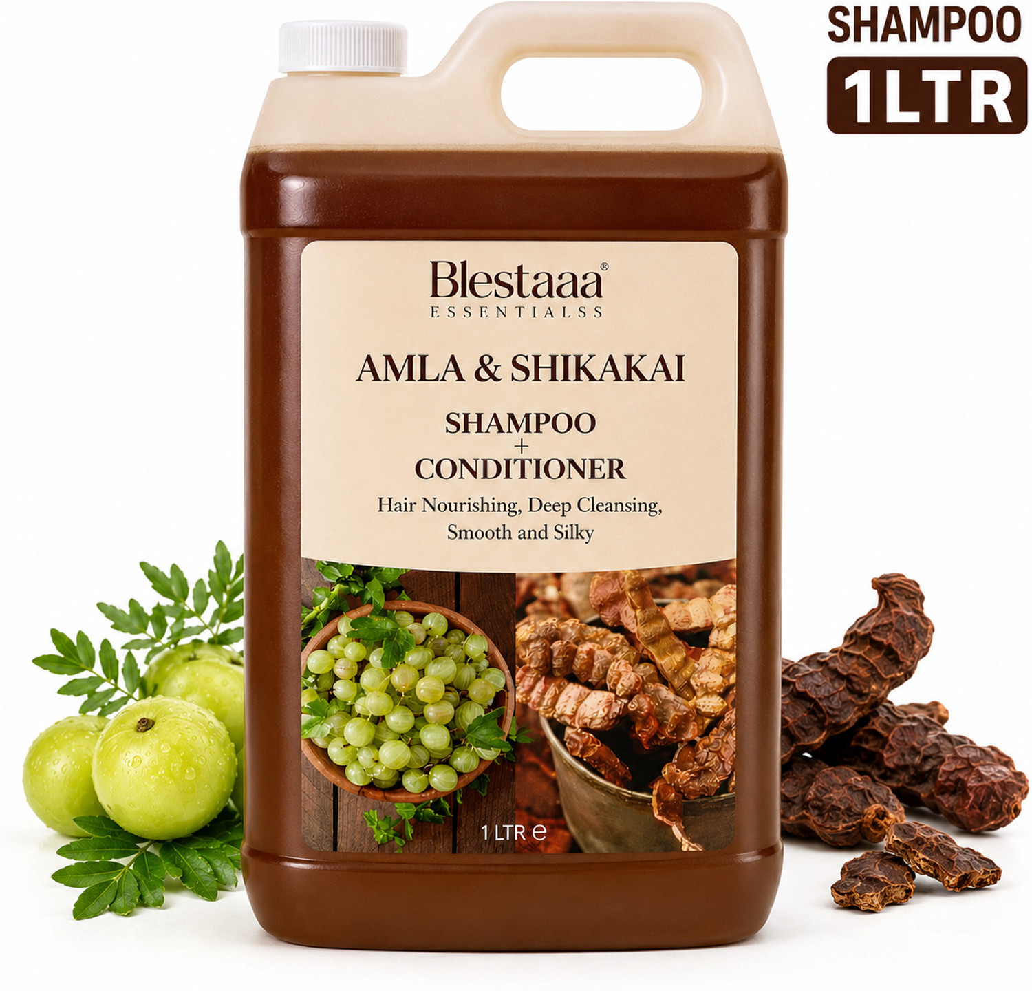 Image of blestaaa essentialss Amla Reetha Shikakai Shampoo for Strong, Shiny, and Healthy Hair