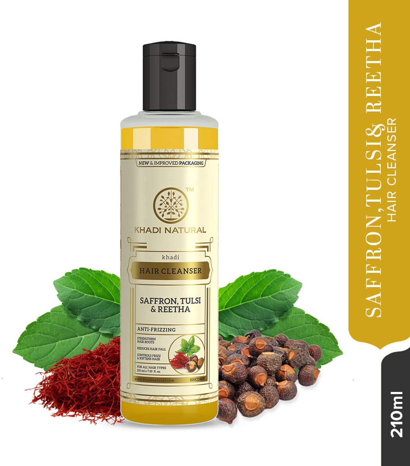 KHADI Natural Saffron Tulsi & Reetha Hair Cleanser Shampoo - Image 2