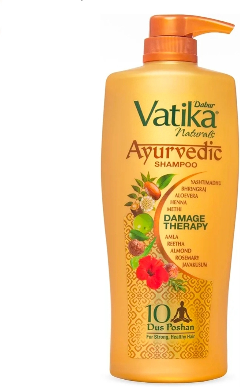 Image of Dabur Ayurvedic Shampoo 340ml x pack of 1 | Damage Therapy with 10 natural herbs 340