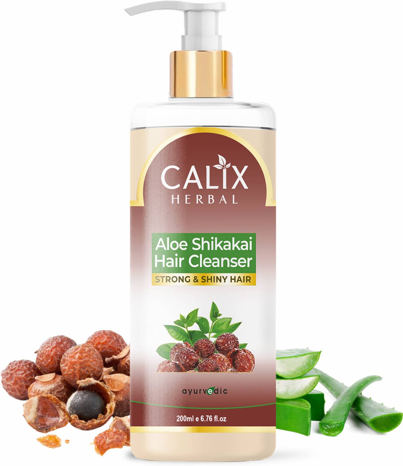 calix Herbal Ayurvedic & Organic Aloe Shikakai Hair Cleanser Shampoo For Dry & Frizzy Hair, Controls Hairfall, Strengthens Hair Roots, Hair Growth & Full Hair Care For Men/Women All Hair Types