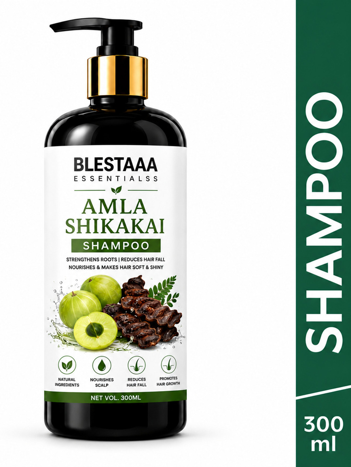 Image of blestaaa essentialss Amla Reetha Shikakai Shampoo for Strong, Shiny, and Healthy Hair.|