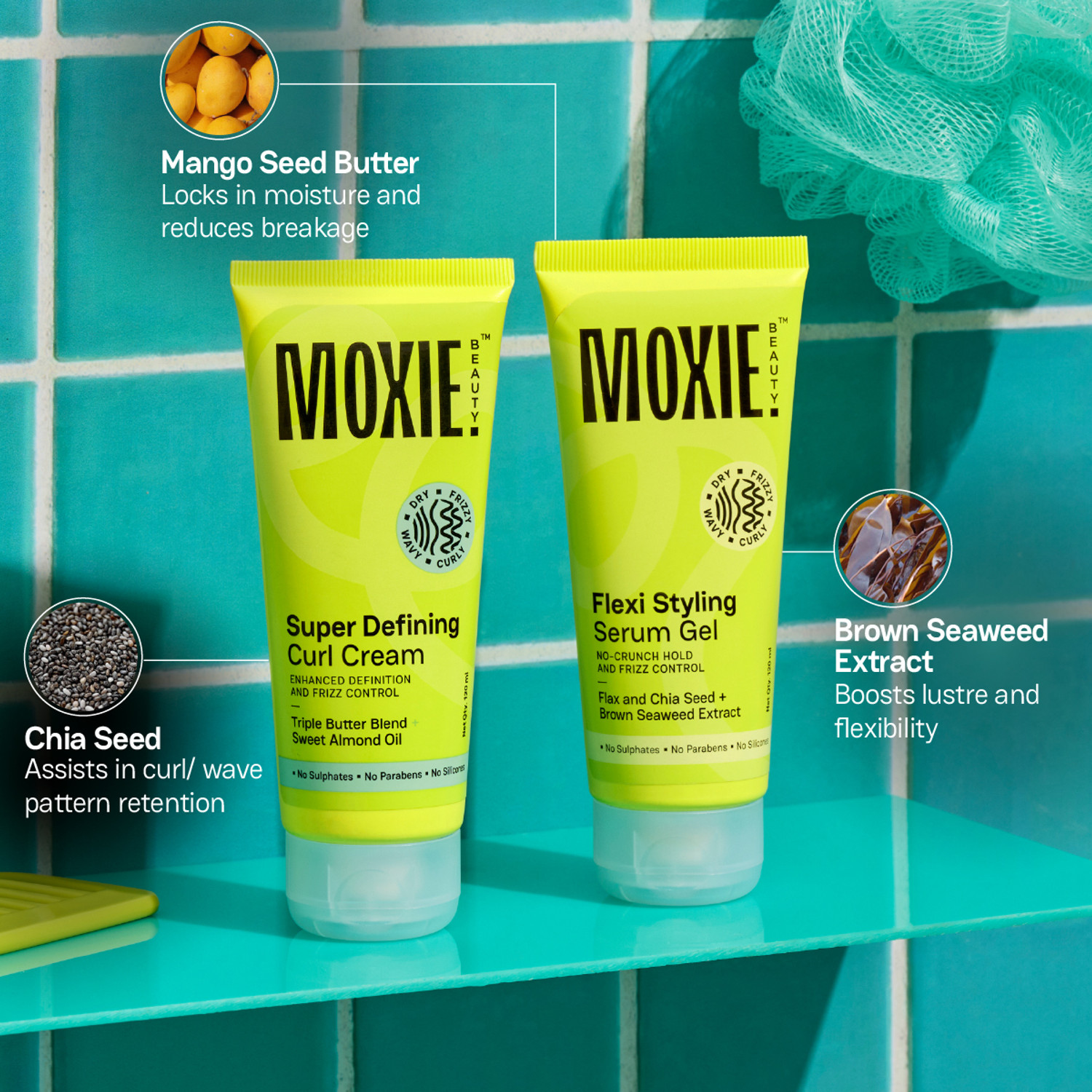 Image of MOXIE BEAUTY Curly Routine Set | Shampoo + Conditioner + Serum Gel + Curl Cream | Boost Curls