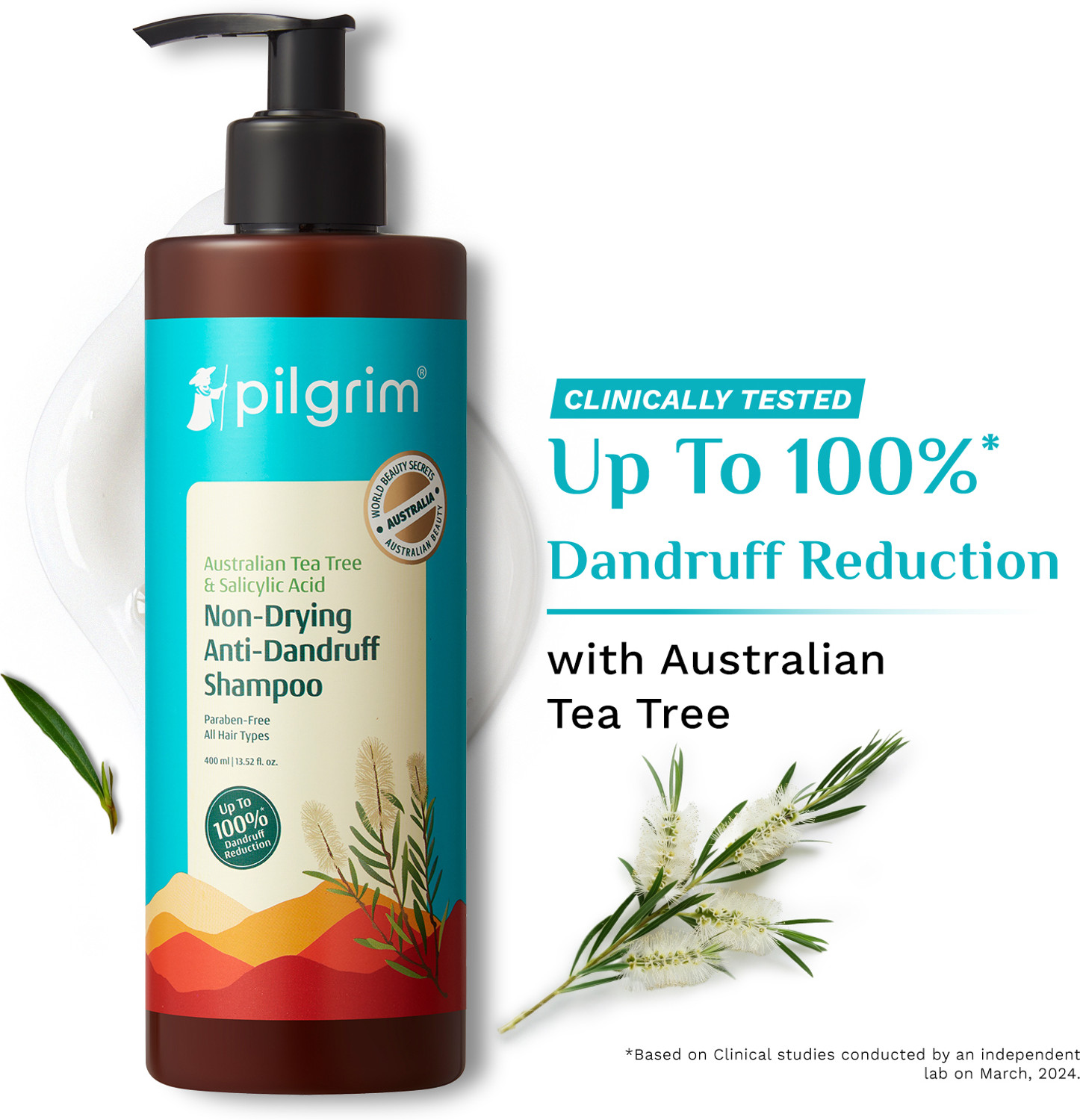 Pilgrim Australian Tea Tree Non-Drying Anti-Dandruff Shampoo for Itchy Scalp