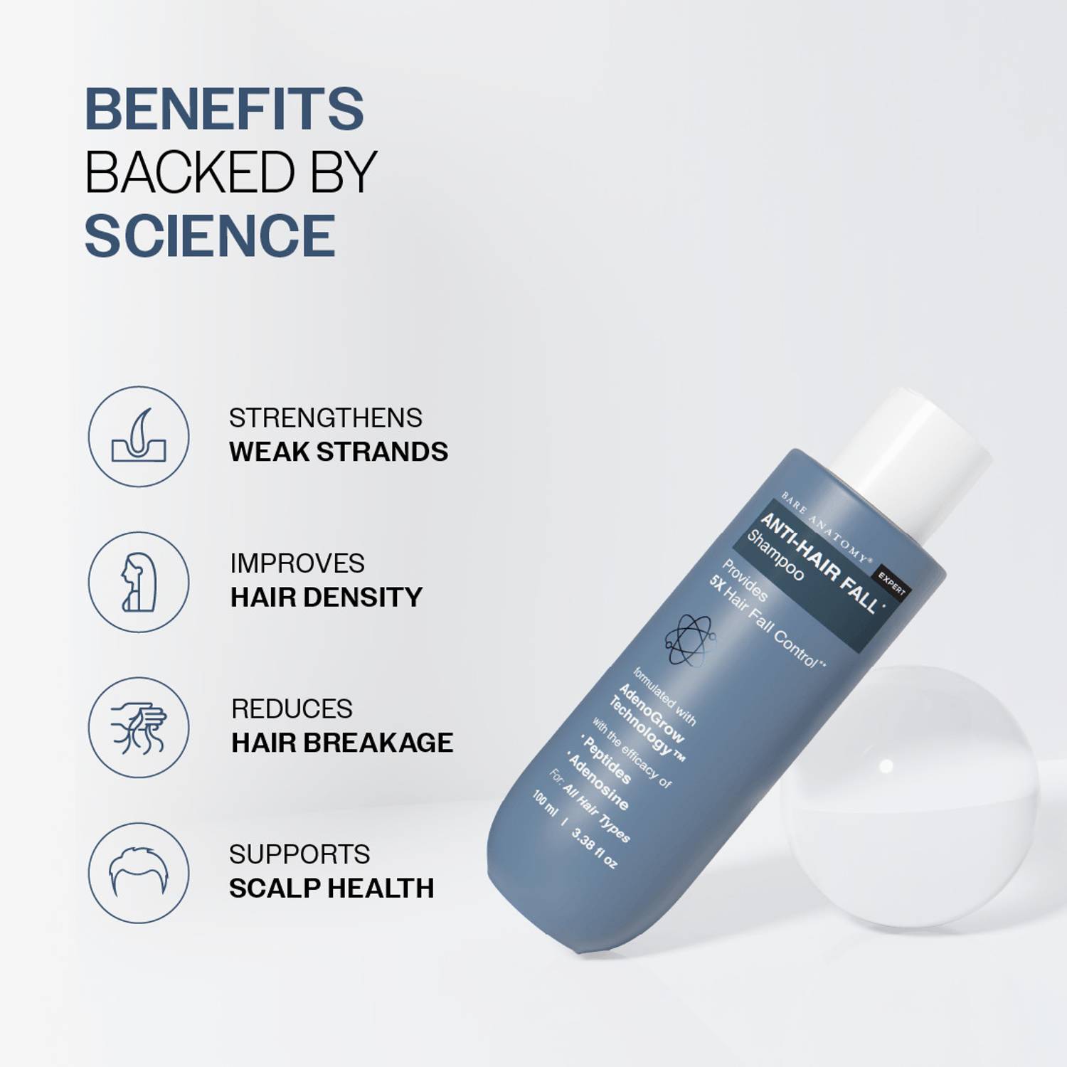 BARE Anti Hair Fall Shampoo 250ml - Image 3