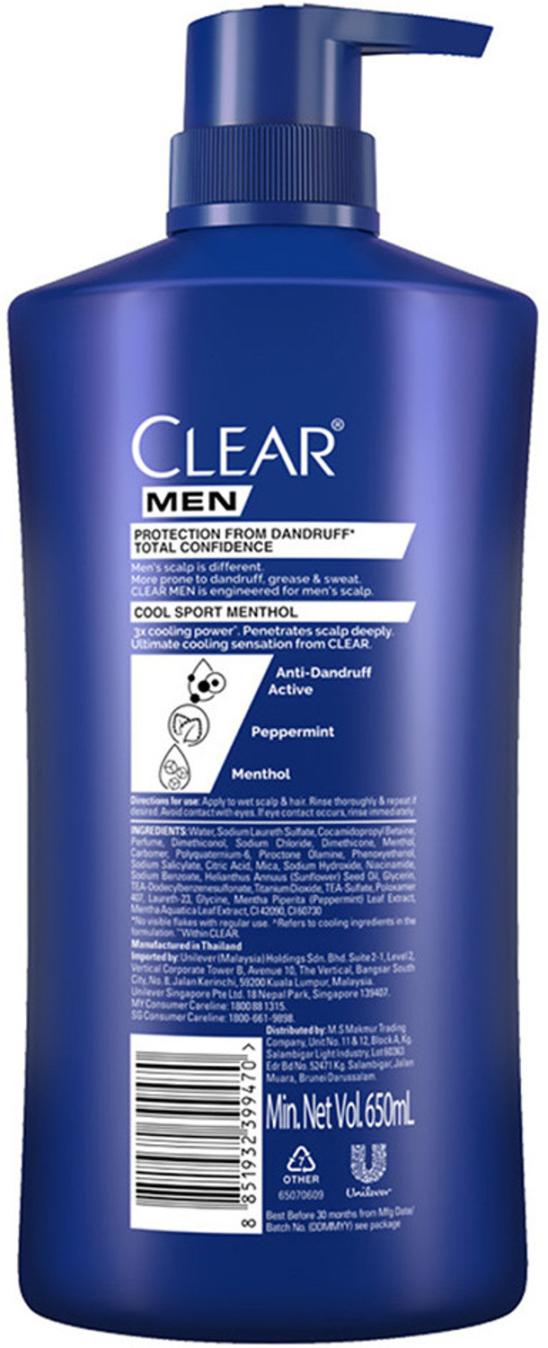 Image of Clear Men Anti-Dandruff Shampoo, Cool Sport, Menthol, 3X Cooling Freshness