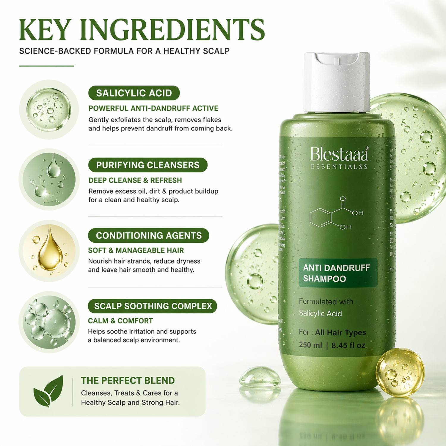 Image of blestaaa essentialss Anti Dandruff Shampoo for Itchy Scalp| Flake Control & Healthy Hair Care |