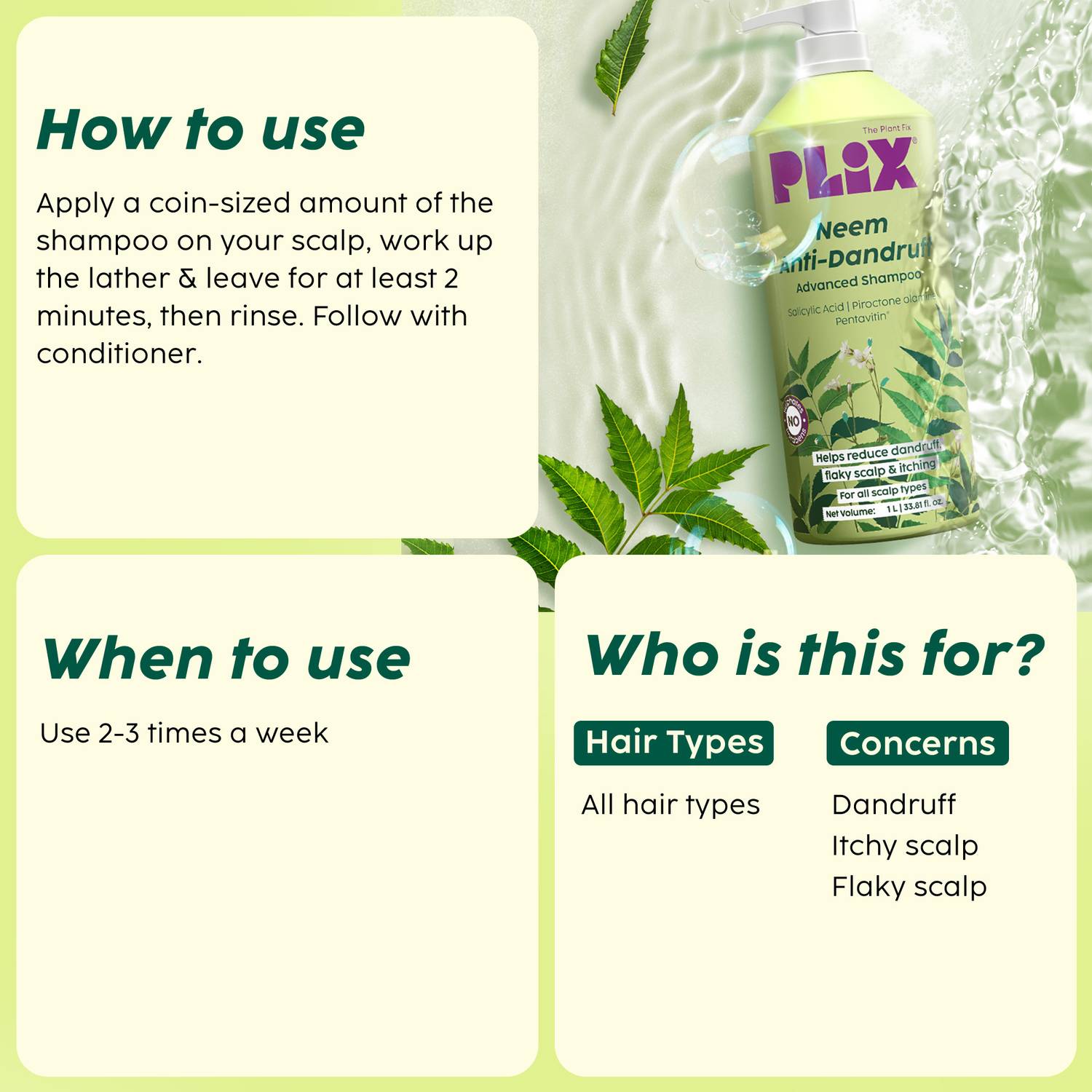The Plant Fix Plix Neem Anti-Dandruff Shampoo 200ml - Image 4