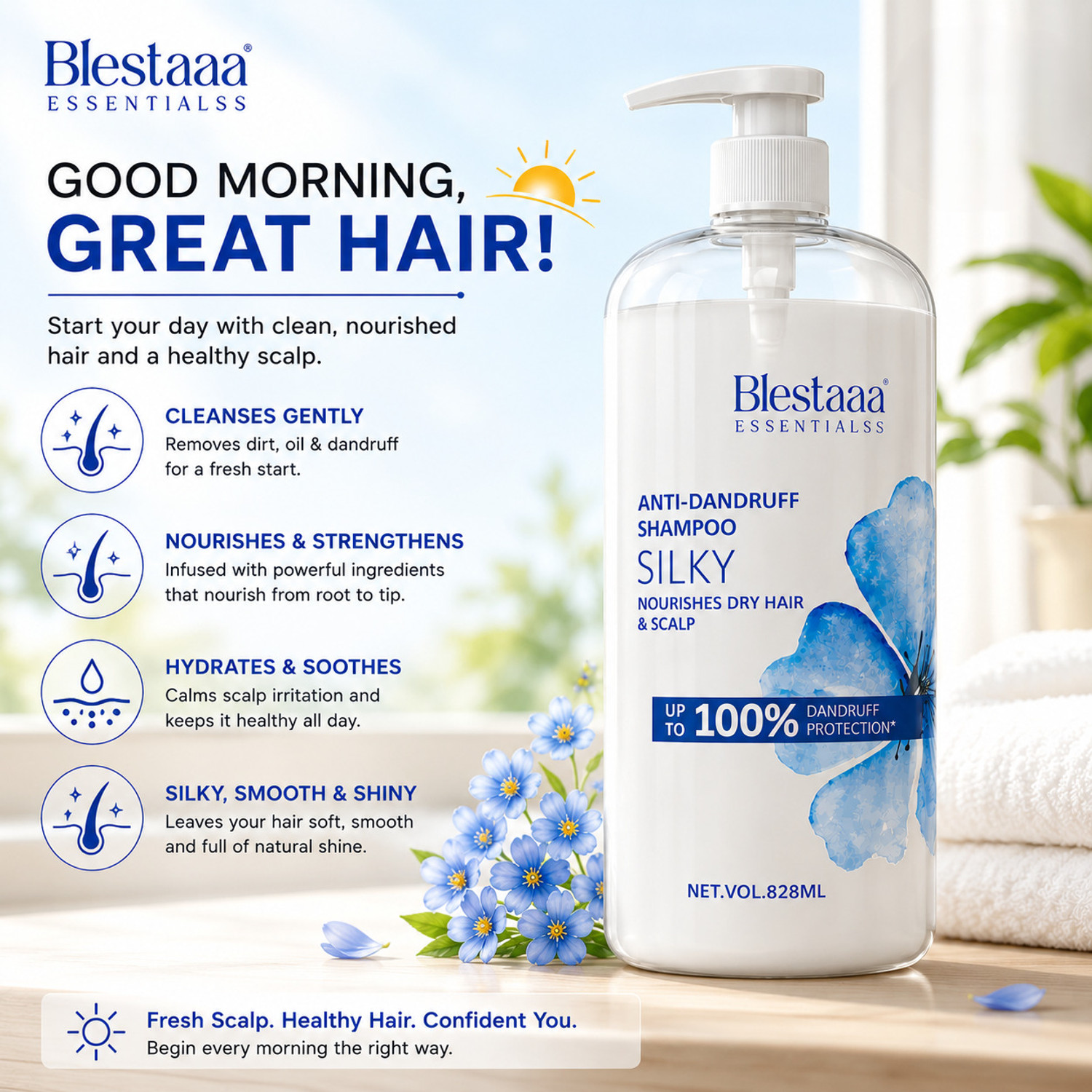 Image of blestaaa essentialss Smooth & Silky Anti Dandruff Shampoo for Softer and A Smoother Hair