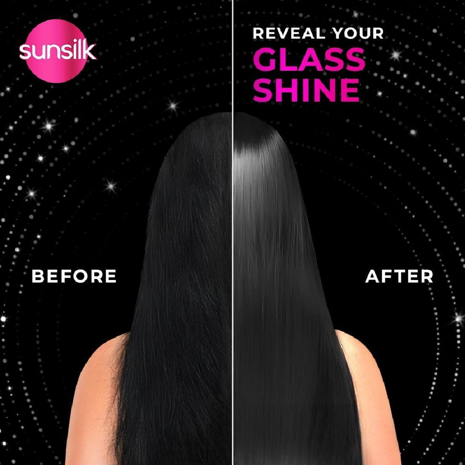 Image of SUNSILK Radiant Black Shine Shampoo, With 3% Vita-Gloss, For Smooth Glass Shine Hair