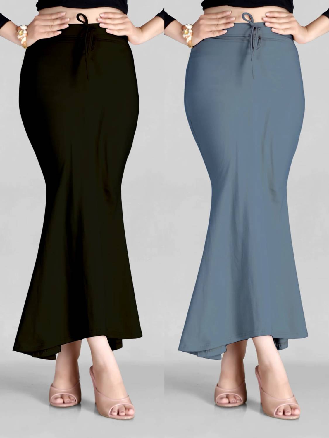 ALYNE COMBO FISHCUT SAREE SHAPEWEAR GREY BLACK Lycra Blend Petticoat
