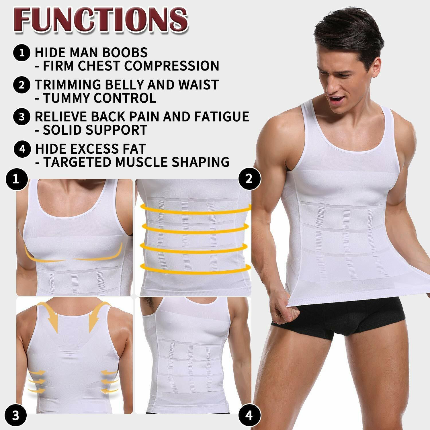 Image of Olsic Premium Compression Tank Top Slimming Body Shaper Vest Tummy Control Undershirt Men Shapewear