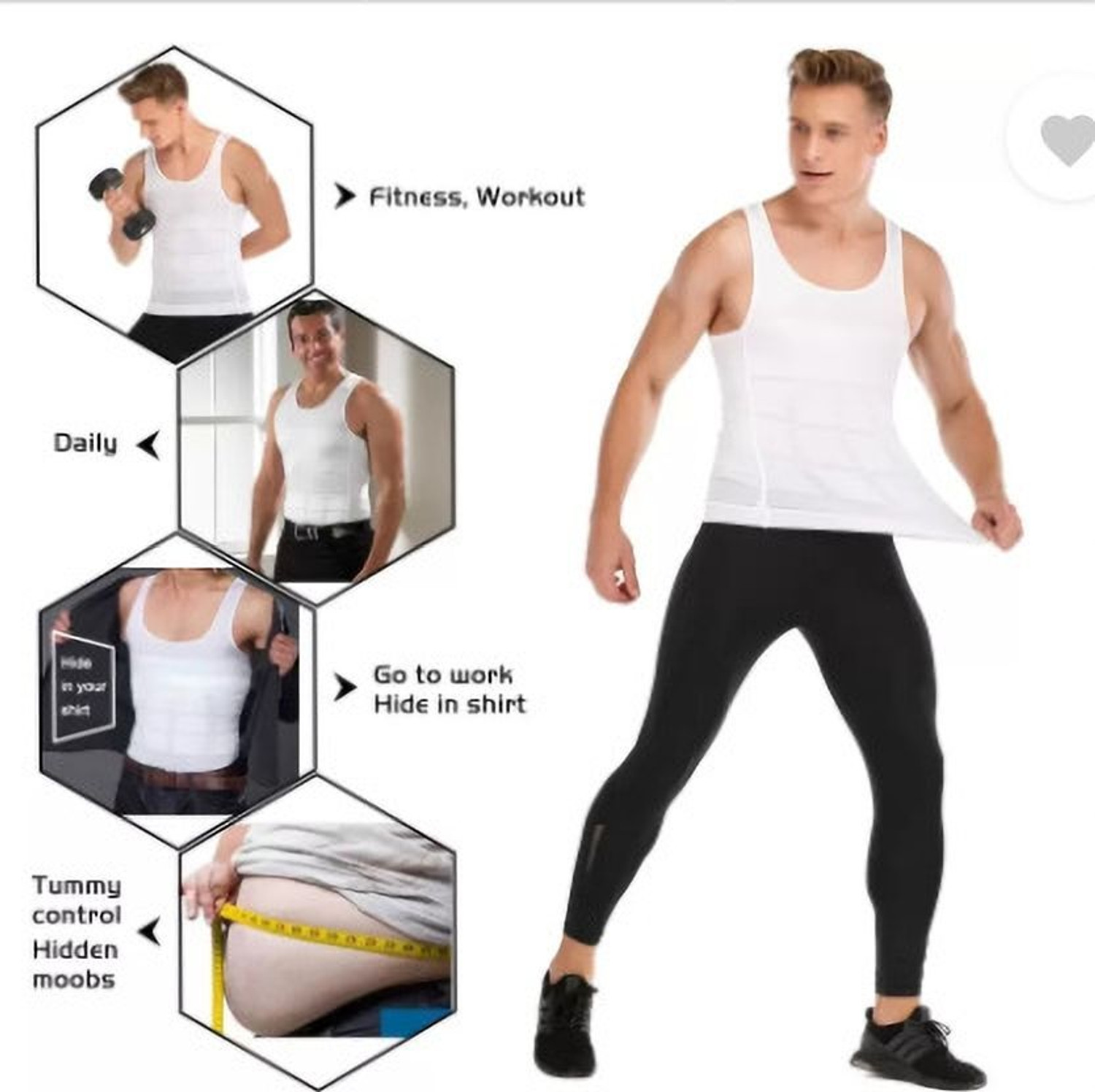 Image of FIT BEE Slim N Lift Slimming Tummy Tucker Body Shaper Undershirt Vest for Men Men Shapewear