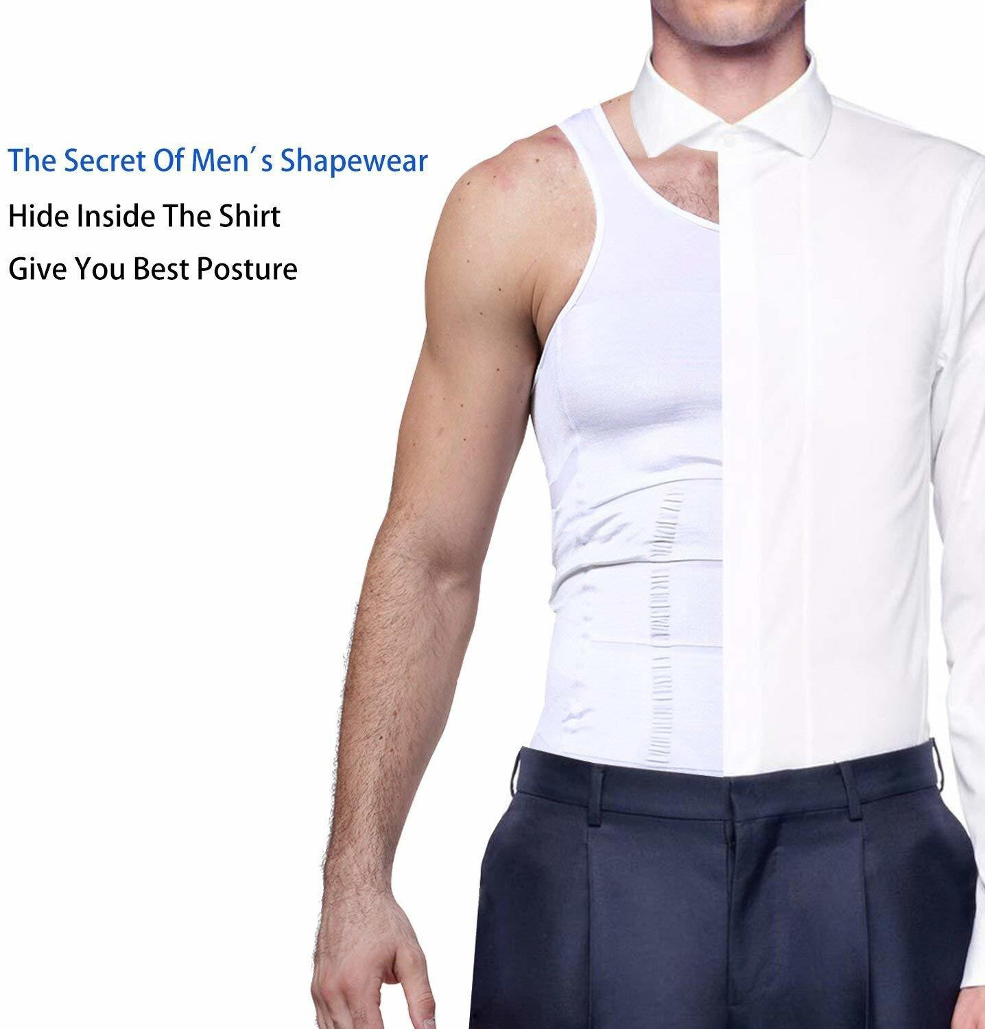 Image of Olsic Premium Compression Tank Top Slimming Body Shaper Vest Tummy Control Undershirt Men Shapewear