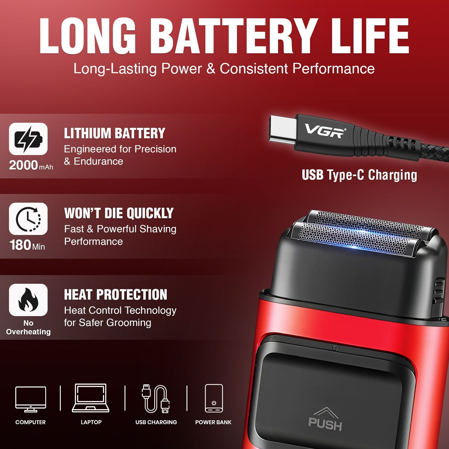 Image of VGR V-307 Professional Foil Shaver For Men