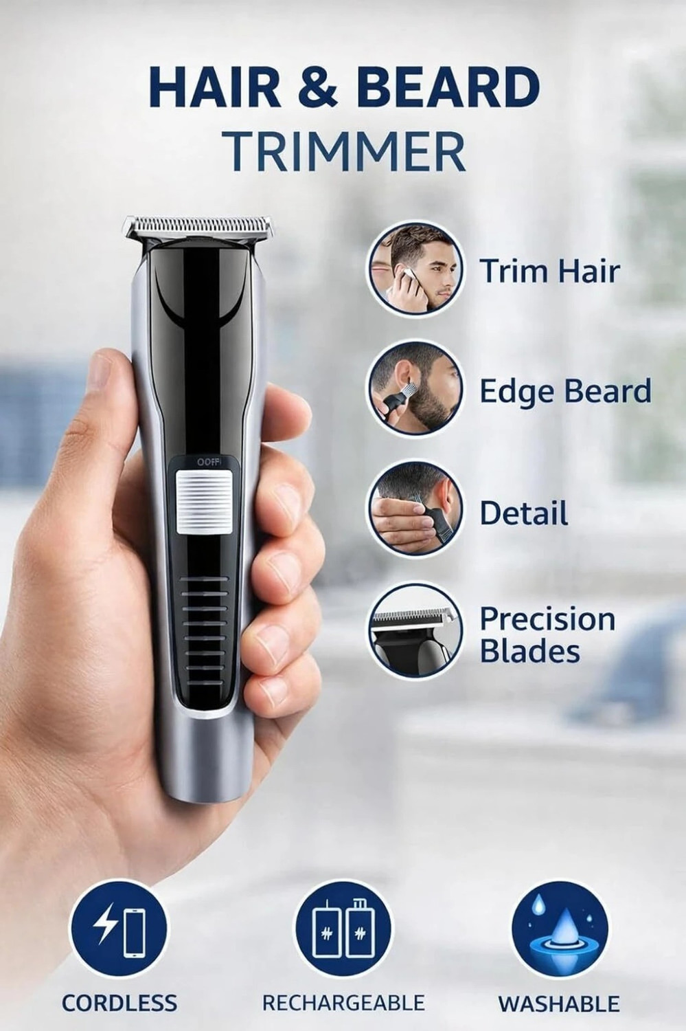 Image of CLINLINSO 538 Trimmer Set with Hair Comb & Scissor for Men Grooming Kit Fully Waterproof Trimmer 60 min Runtime 4 Length Settings