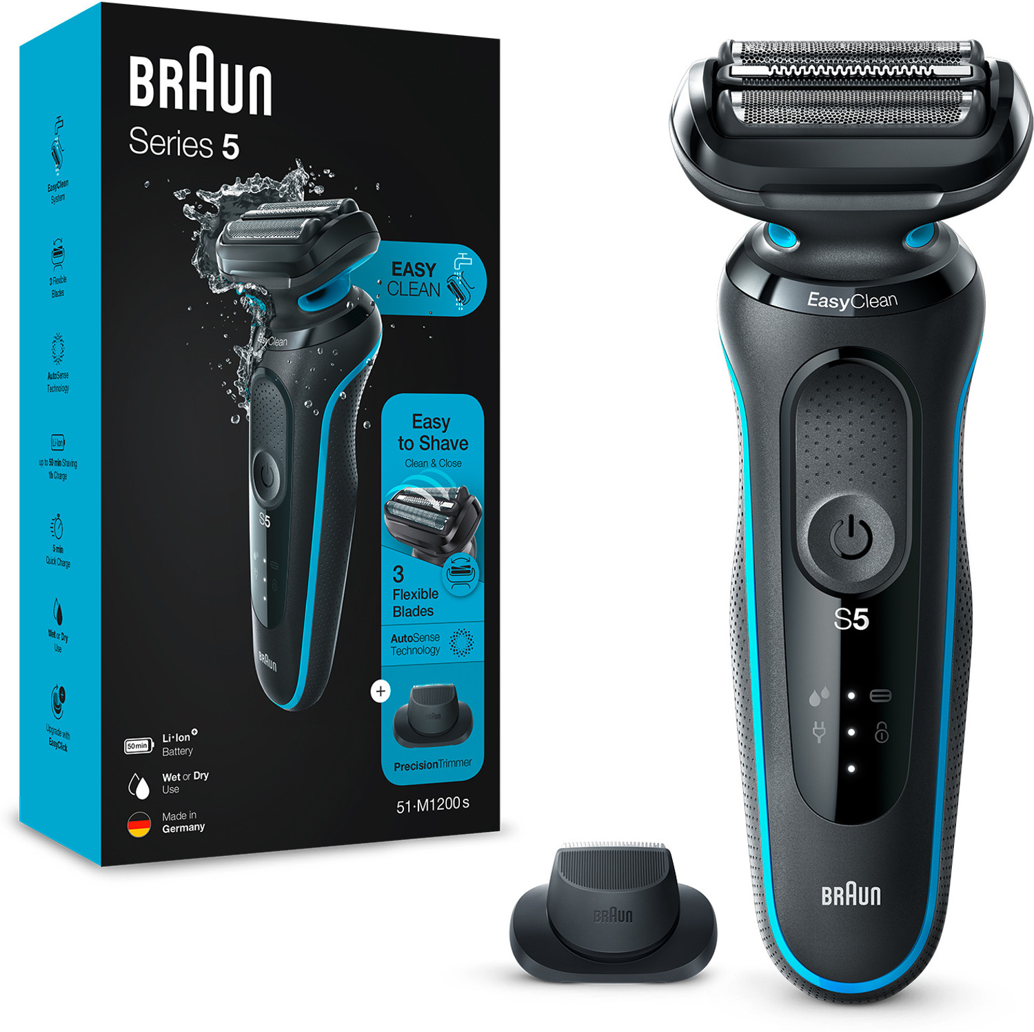 Image of Braun Electric Shaver for men, Series 5 51-M1200s with Precision Trimmer Shaver For Men