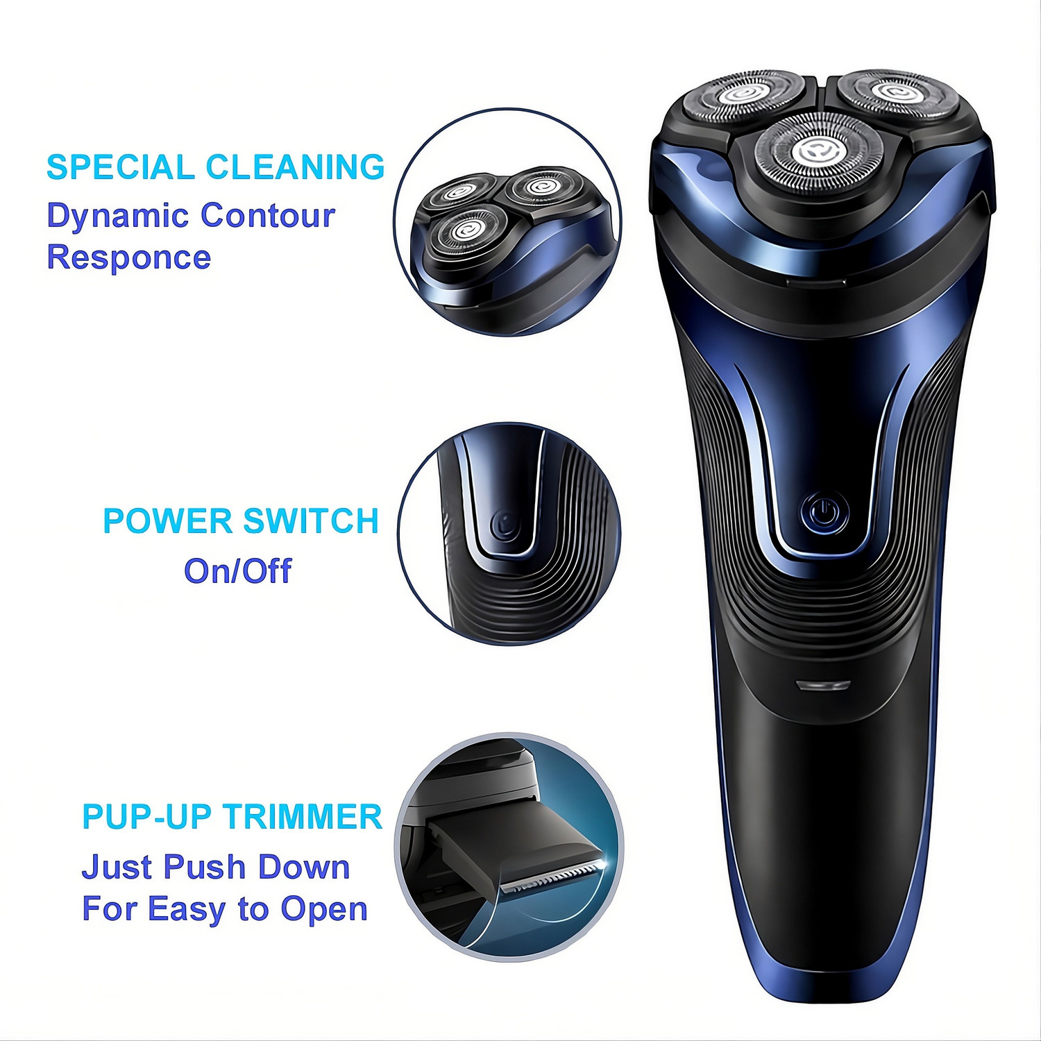 Image of SHVR Rechargeable Waterproof Electric Shaver Wet & Dry Rotary Shavers for Men Shaver For Men