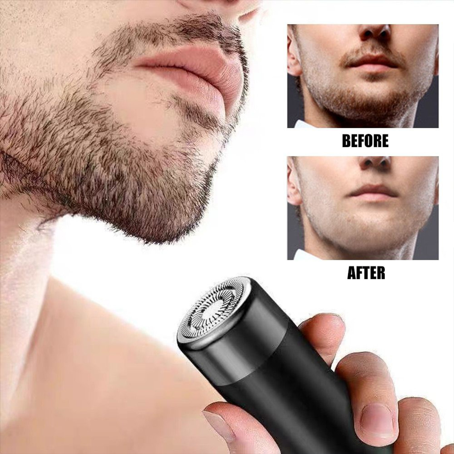Image of KvExport Mini Portable Pocket Size Electric Razor and USB Rechargeable Shaver For Men (Black)
