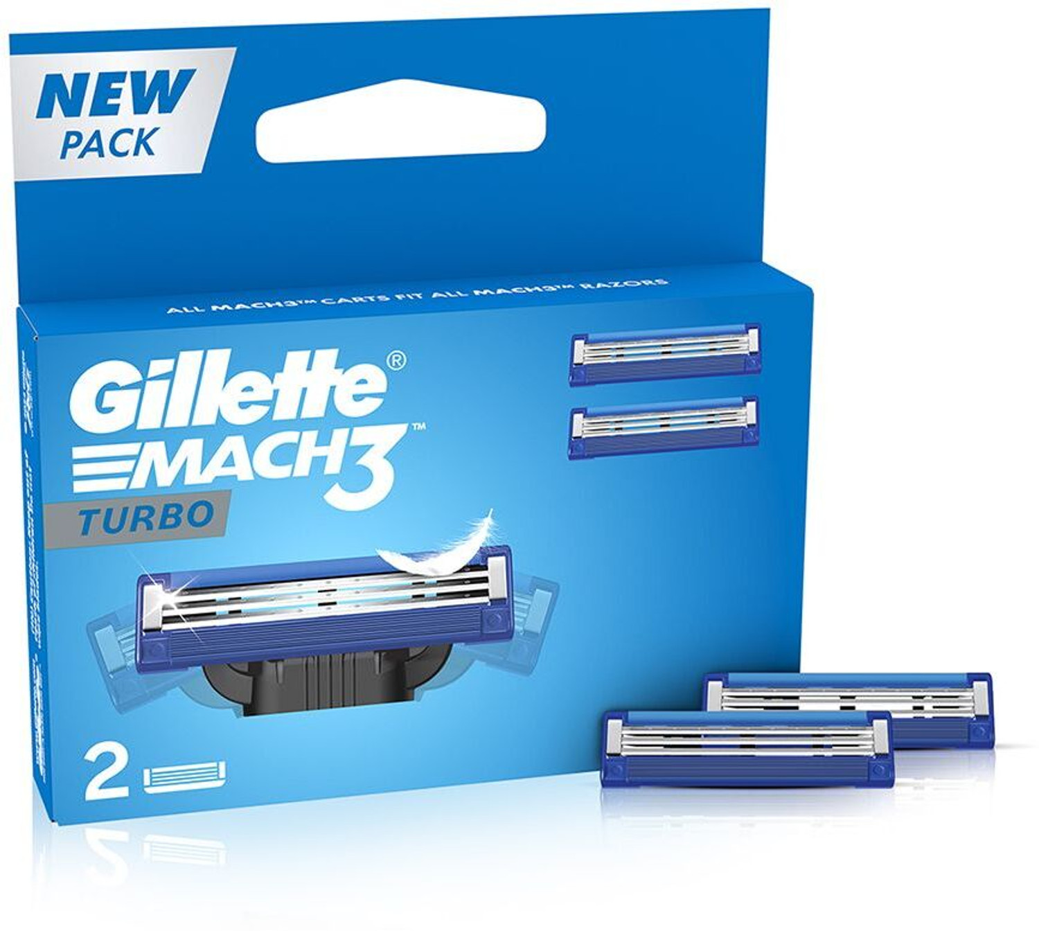 Image of Gillette Mach3 Turbo 3-Bladed Cartridges with Lubrication Strip