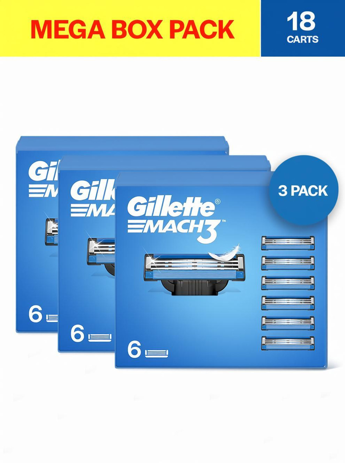 Image of Gillette Mach3 Shaving Blades for men (Pack of 3)