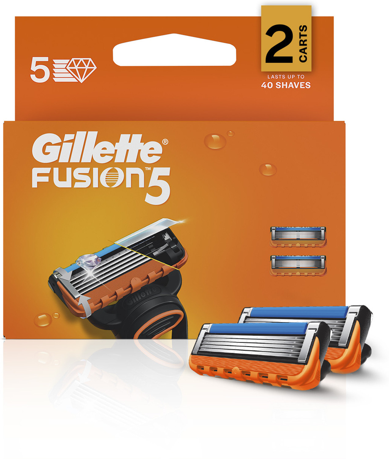 Image of Gillette Fusion, 2 Cartridges, Shaving Razor Blades for Men