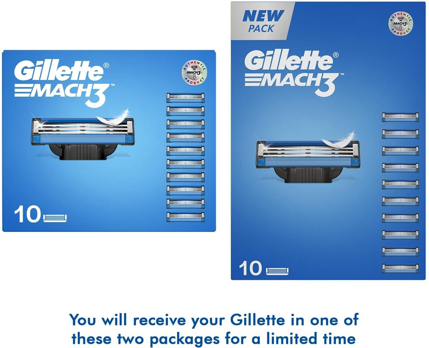 Image of Gillette Mach3 Blade Cartridges (10 Count) | 3-Blade Refills for Men | Smooth Shaving
