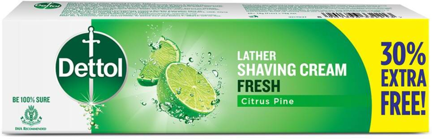 Image of Dettol Fresh Lather Shaving Cream for Men, Citrus Pine, Smooth Shave, Moisturize Skin