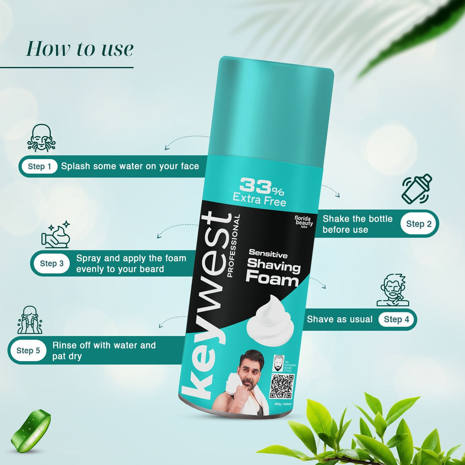 Image of Keywest Professional Sensitive Pre-Shaving Foam for Men (Pack of 2)