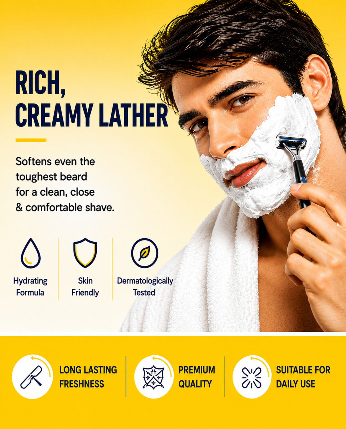 Image of VI-JOHN Classic Lemon Shave Foam for Oily Skin with Tea Tree Oil (200 GM EACH) (PACK OF 2)