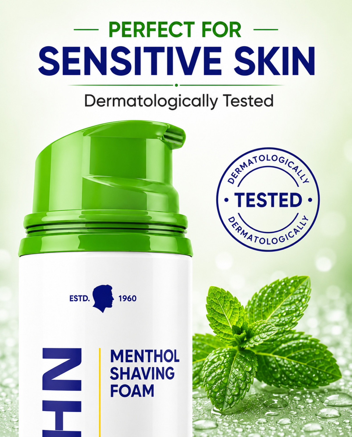 Image of VI-JOHN Classic Menthol Shave Foam for Sensitive Skin with Tea Tree Oil (200 GM EACH) (PACK OF 2)