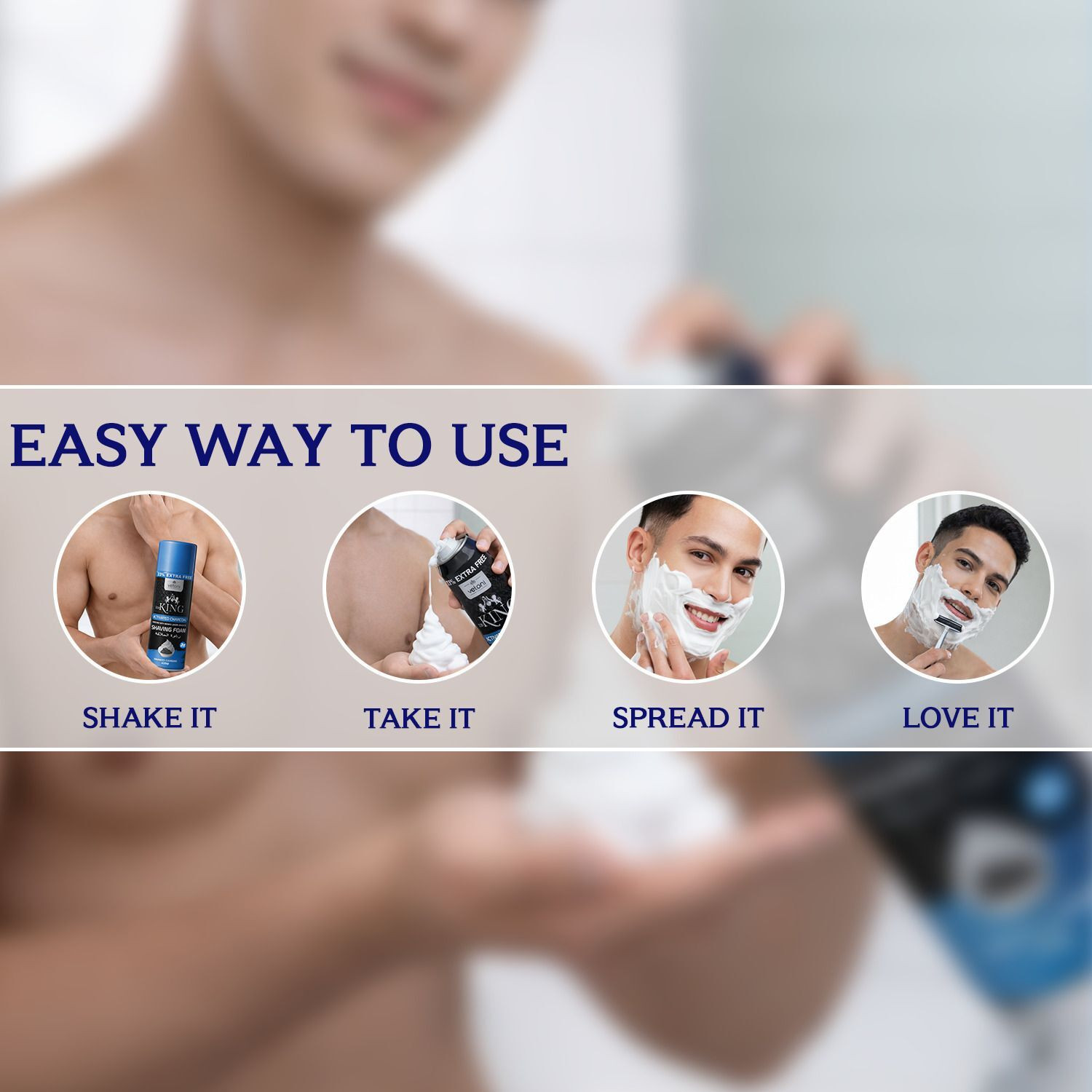Image of VETONI ICE KING Charcoal Shaving Foam for Men 400ml | Deep Clean & Refreshing