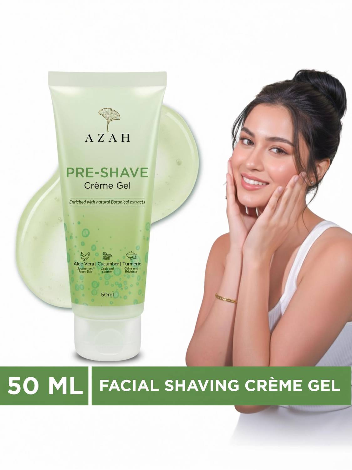 AZAH Pre-Shave Gel For Women With Aloe Vera & Cucumber| Best for Smooth Facial Shaves