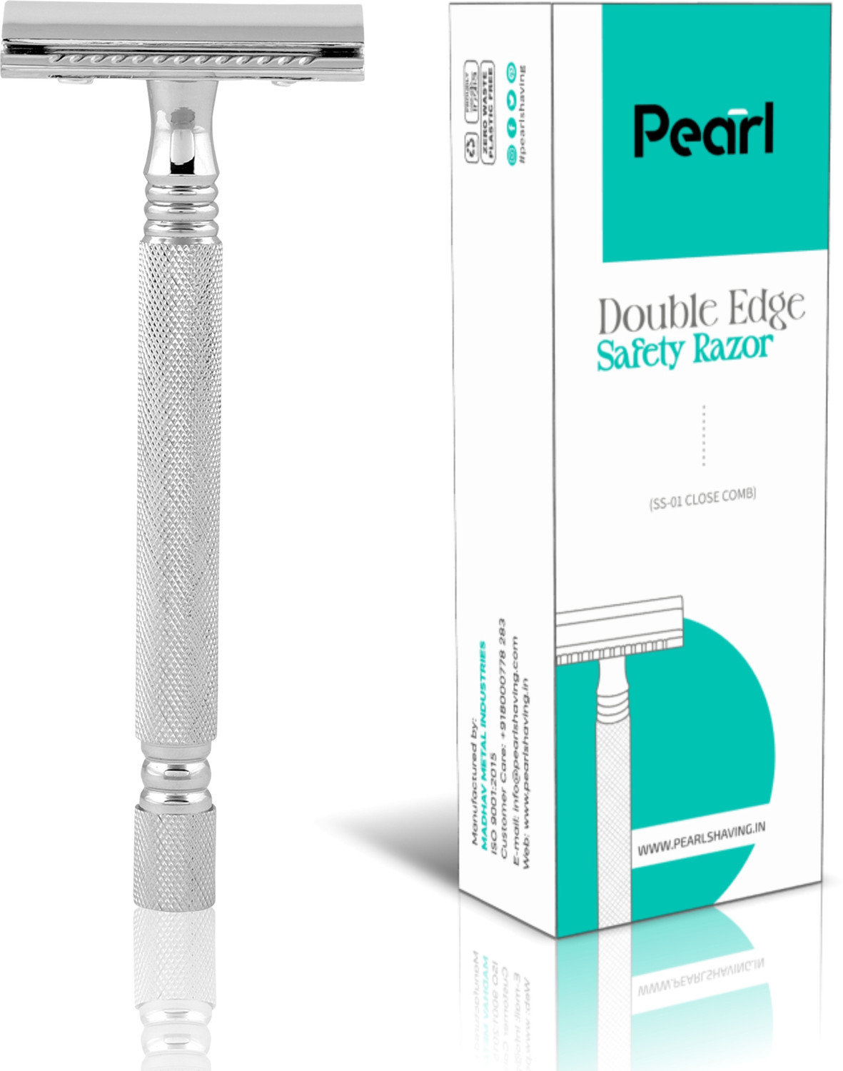 Image of Pearl Shaving PSR Double Edge Safety Razor SS-01 (Close Comb Chrome), Men