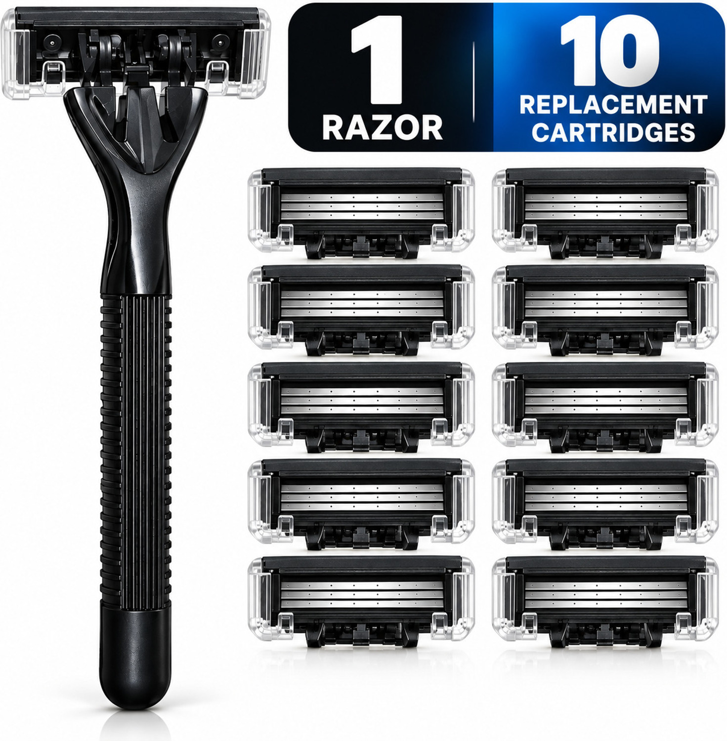 Image of od cathlone Men's 3-Blade Razor with 10 Refill Cartridges, Shaving Value Pack Kit for Men, Men