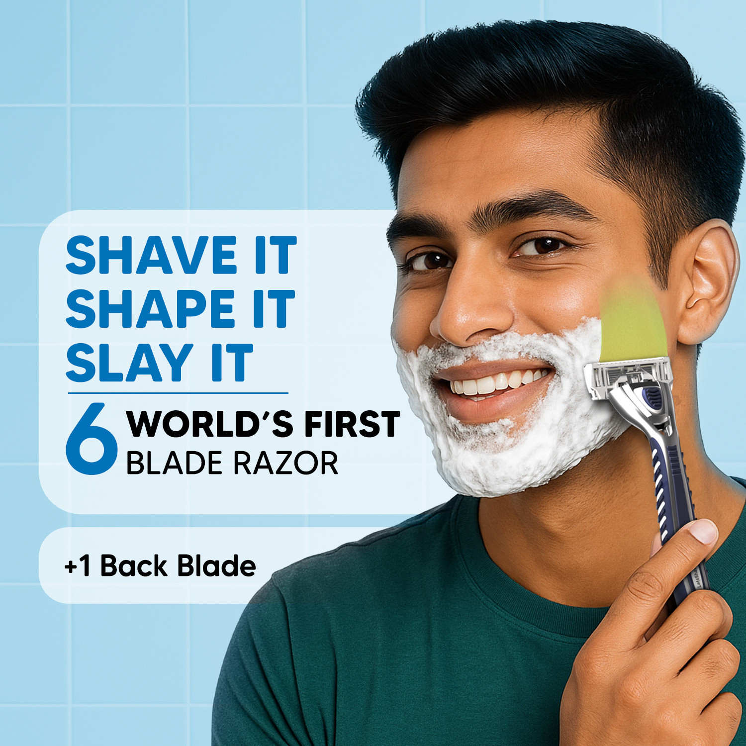 Image of LetsShave Pro 6 Plus Face & Body Manual Shaving Razor for Men (1Handle 2 Blade), Men