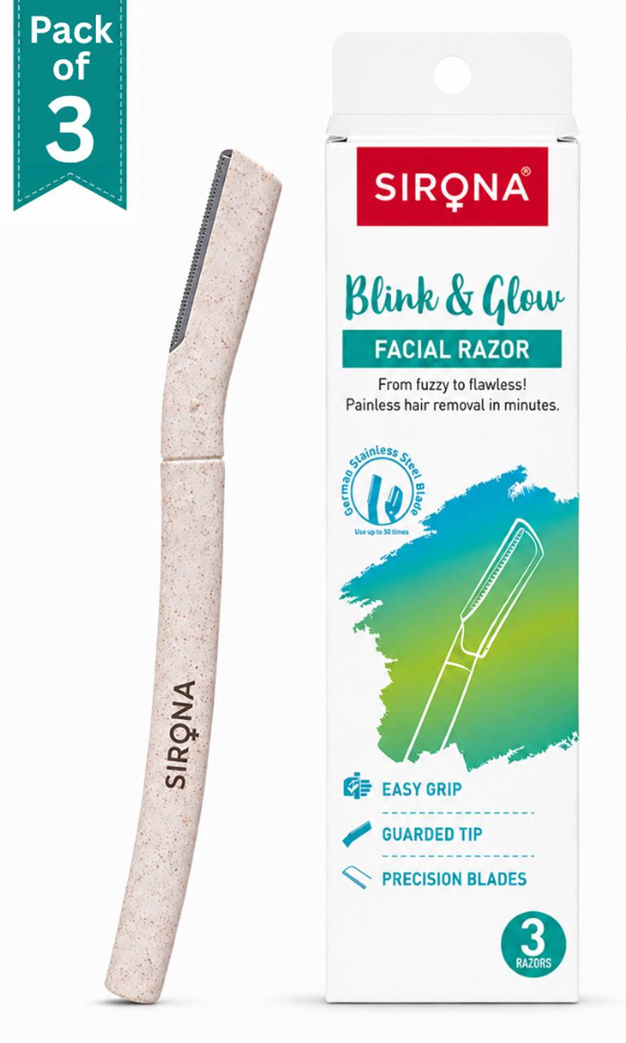 SIRONA Reusable Eyebrow & Face Razor for Women - Image 1