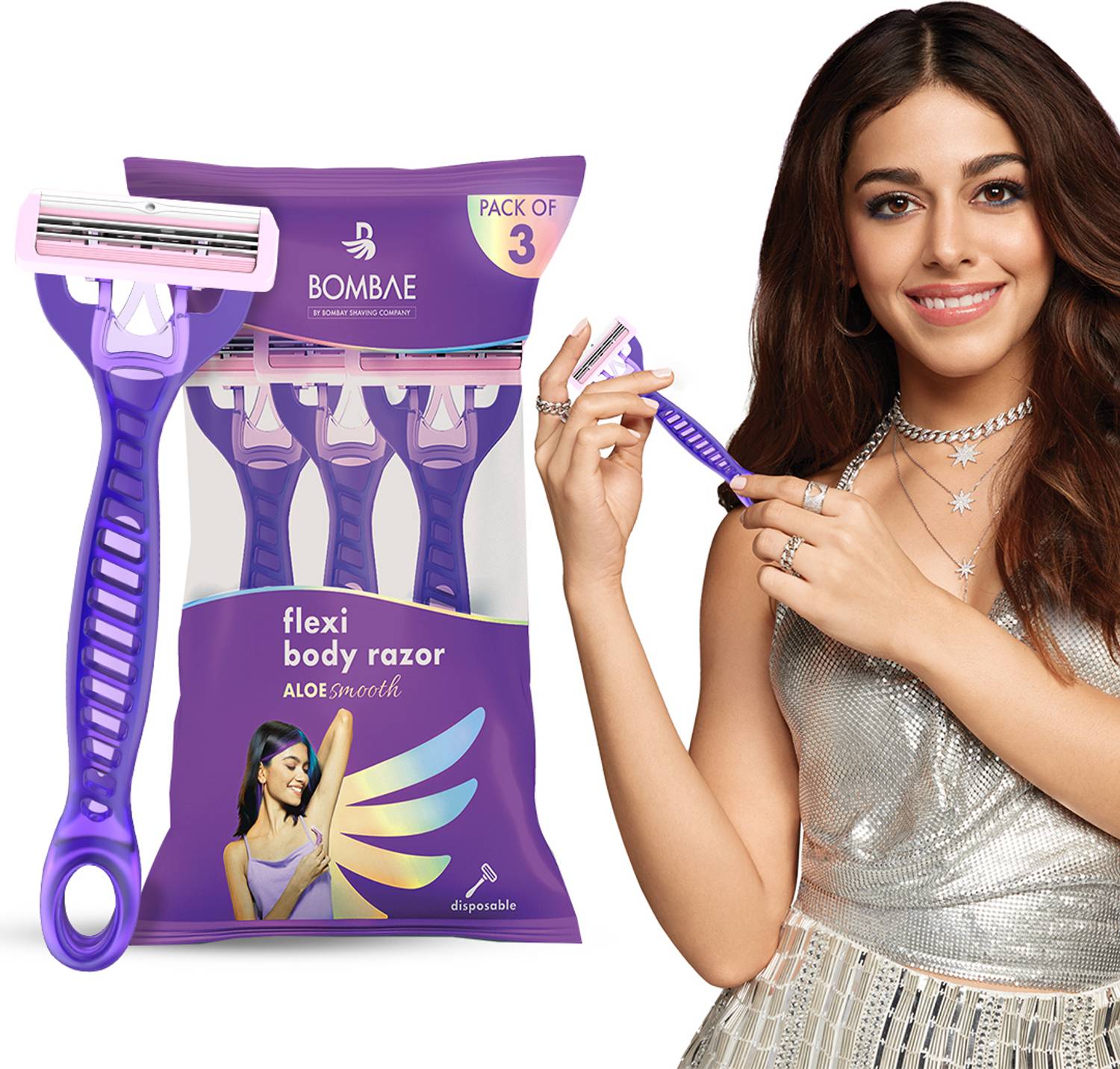 Bombae Flexi Body Razors for Women - 3 | Hair Remover for Arms, Underarms, Bikini, Legs, Women