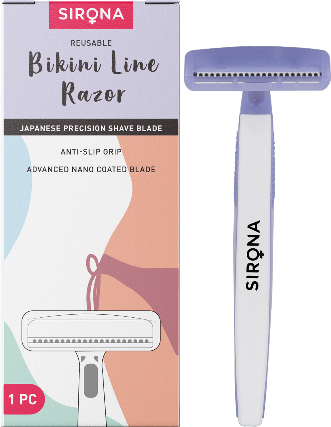 Image of SIRONA Reusable Bikini Line Razor | Japanese Precision Blade & Smooth, Pain-Free Shave, Women