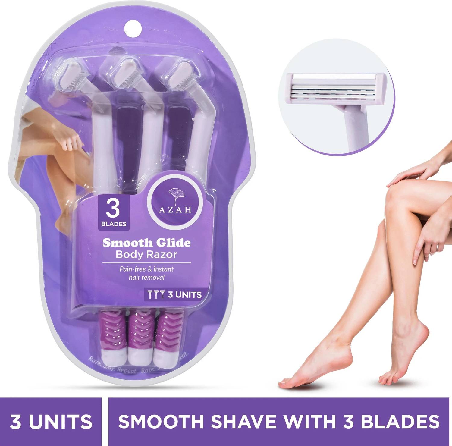 AZAH Disposable Body Shaving Razor For Women|Quick And Painless Body Hair Removal For, Women
