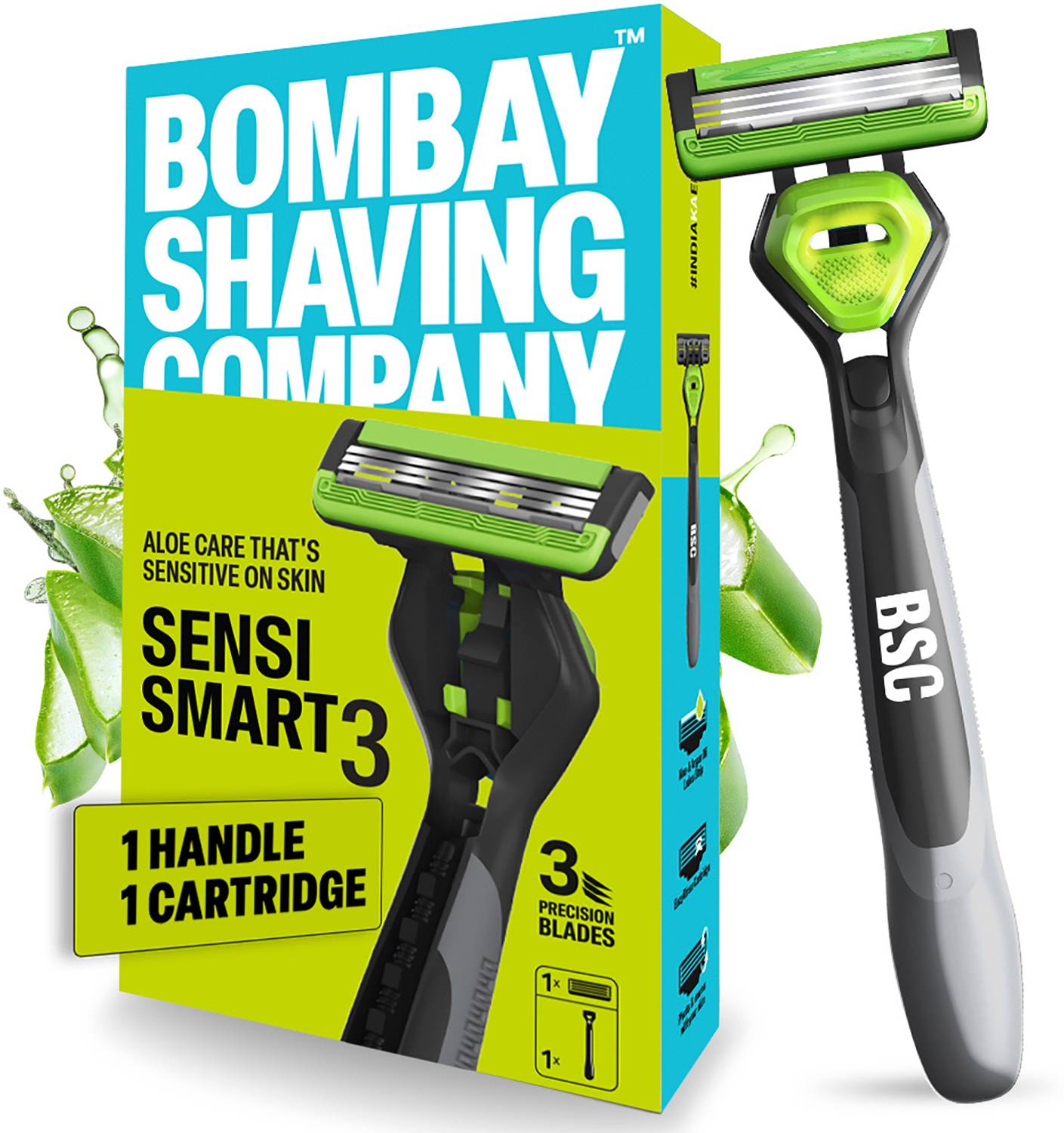 BOMBAY SHAVING COMPANY Sensi Smart 3 Shaving Razor for Men, Men