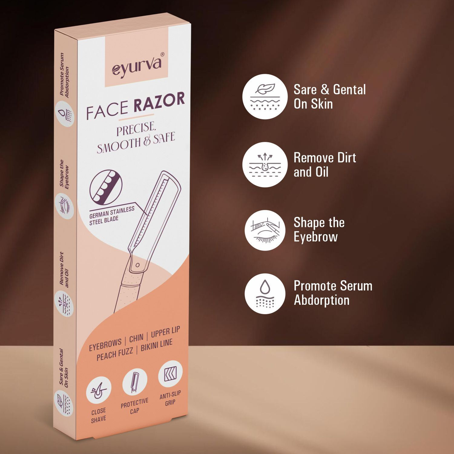 Image of eyurva 5 Pcs eyebrow & face razor for painfree facial hair removal, Women