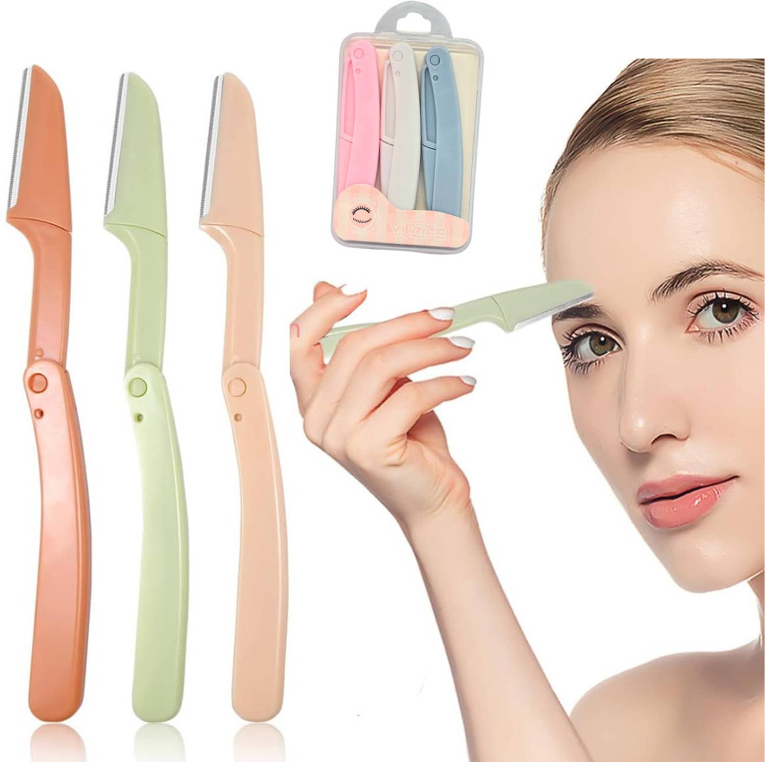 AjaraGems Women Foldable Razors for Facial Hair, Eyebrow Shaper Razors, Women