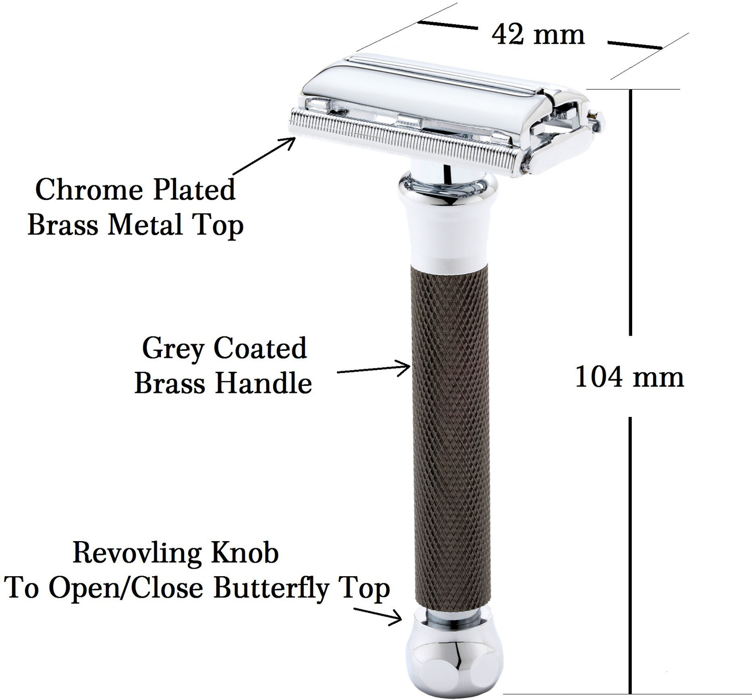 Image of Rolason Brass metal Butterfly open double edge safety razor for men (LG94 - Graphite), Men & Women