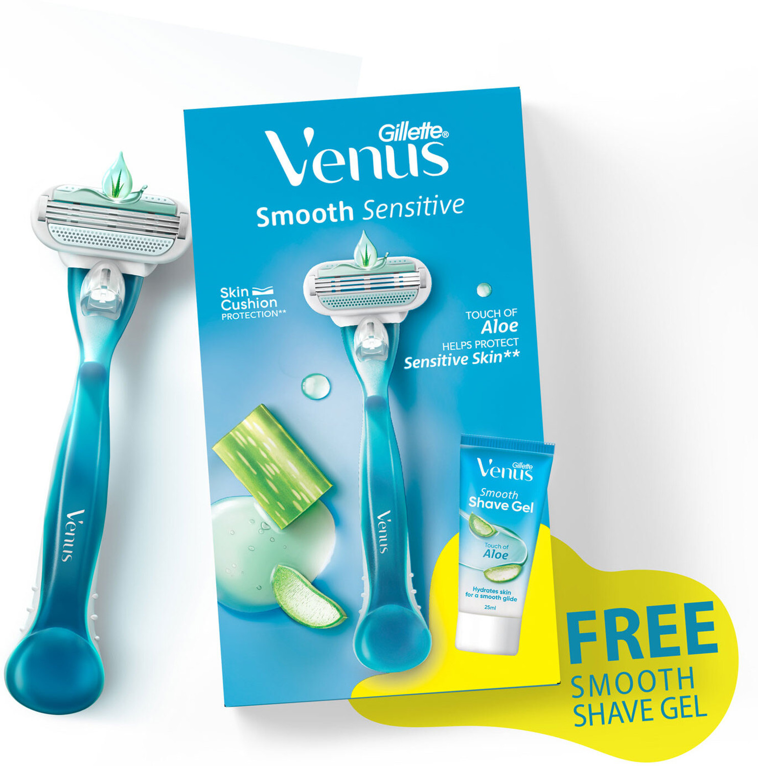 Image of Venus Gillette Smooth Razor for Women with Aloe vera & Free Shave Gel (1 Pc), Women