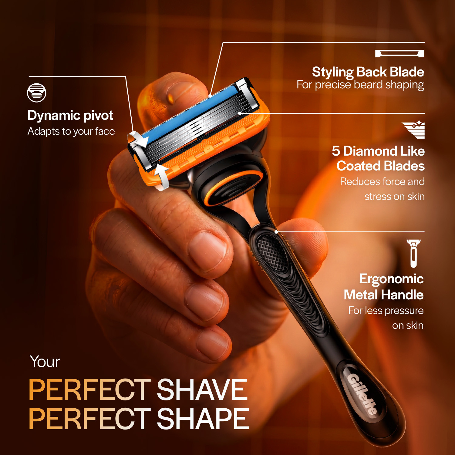 Image of Gillette Fusion, 2 Cartridges, Shaving Razor Blades for Men