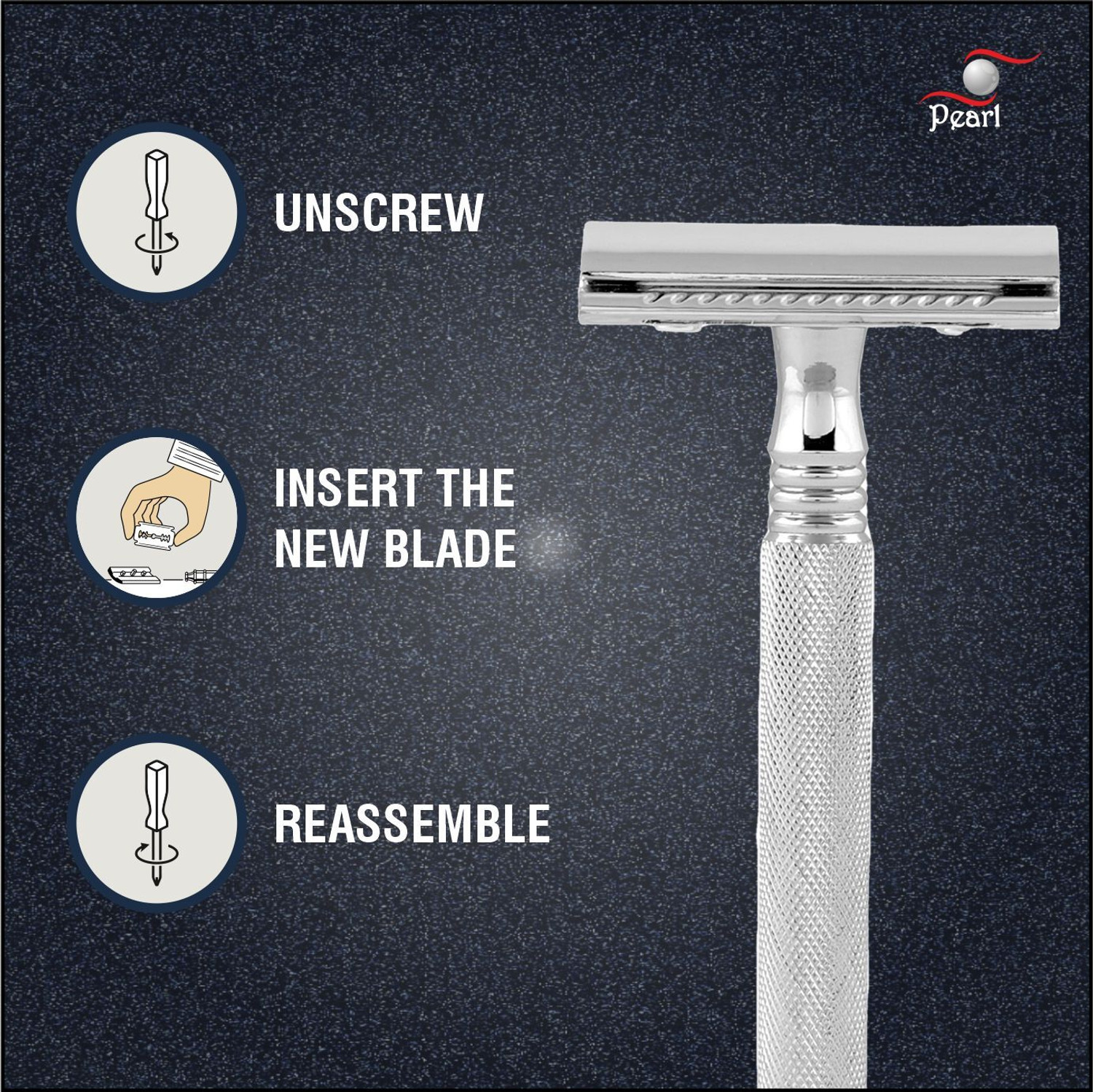 Image of Pearl Shaving PSR Double Edge Safety Razor SS-01 (Close Comb Chrome), Men